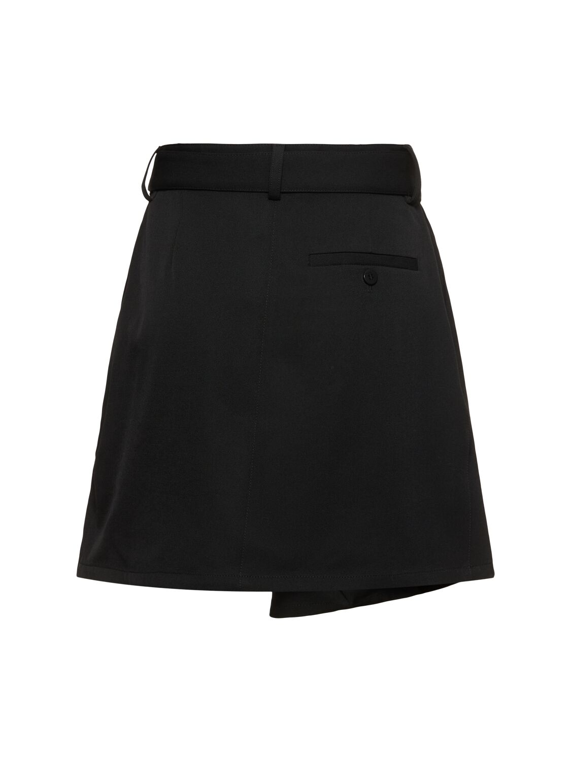 Shop Jw Anderson Wool Gabardine Fold-over Mini Skirt In Black