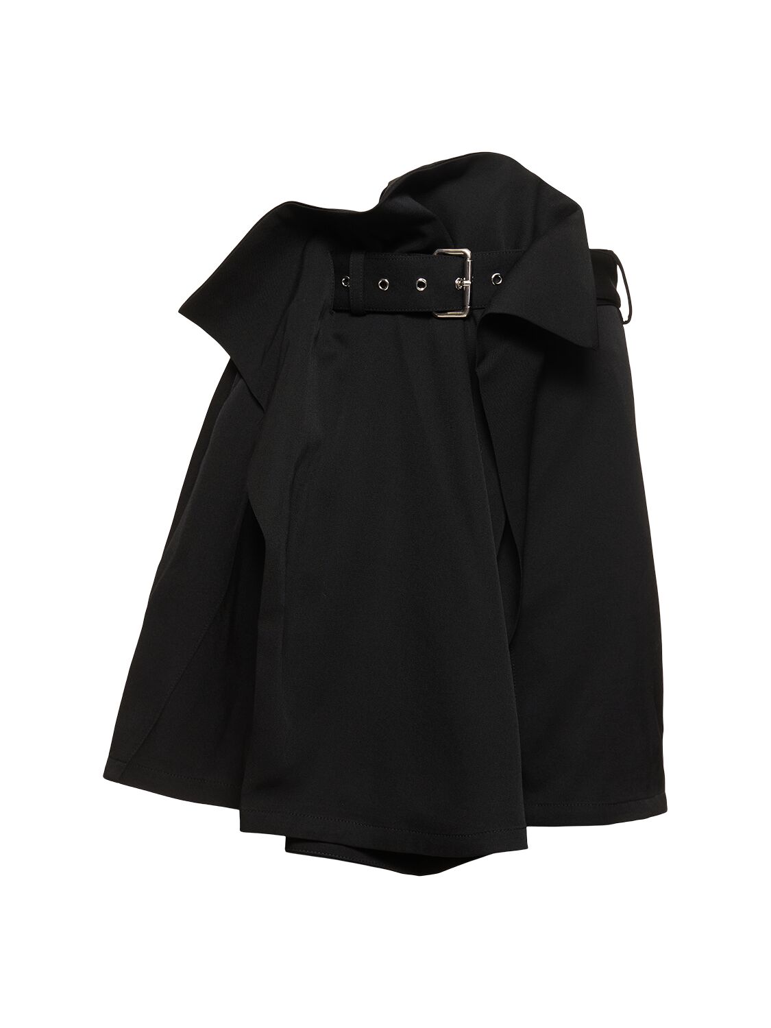 Jw Anderson Wool Gabardine Fold-over Mini Skirt In Black