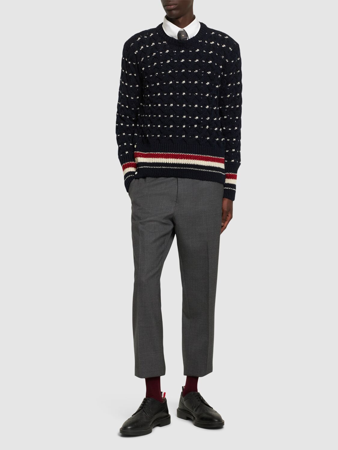 Shop Thom Browne All Over Cable Stitch Classic Sweater In Navy