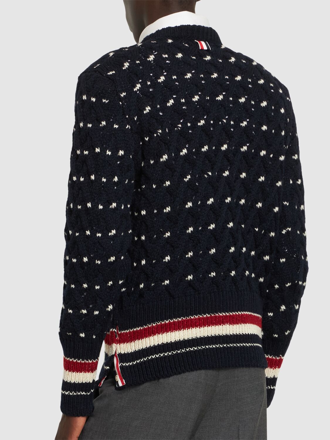 Shop Thom Browne All Over Cable Stitch Classic Sweater In Navy