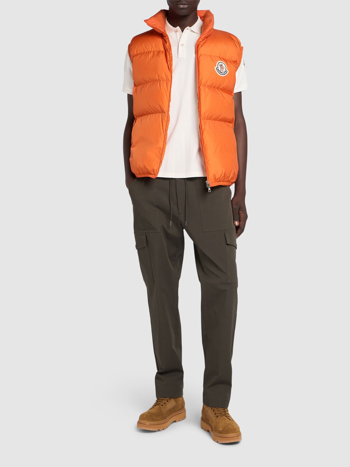 Shop Moncler Almaz Super Light Nylon Down Vest In Orange