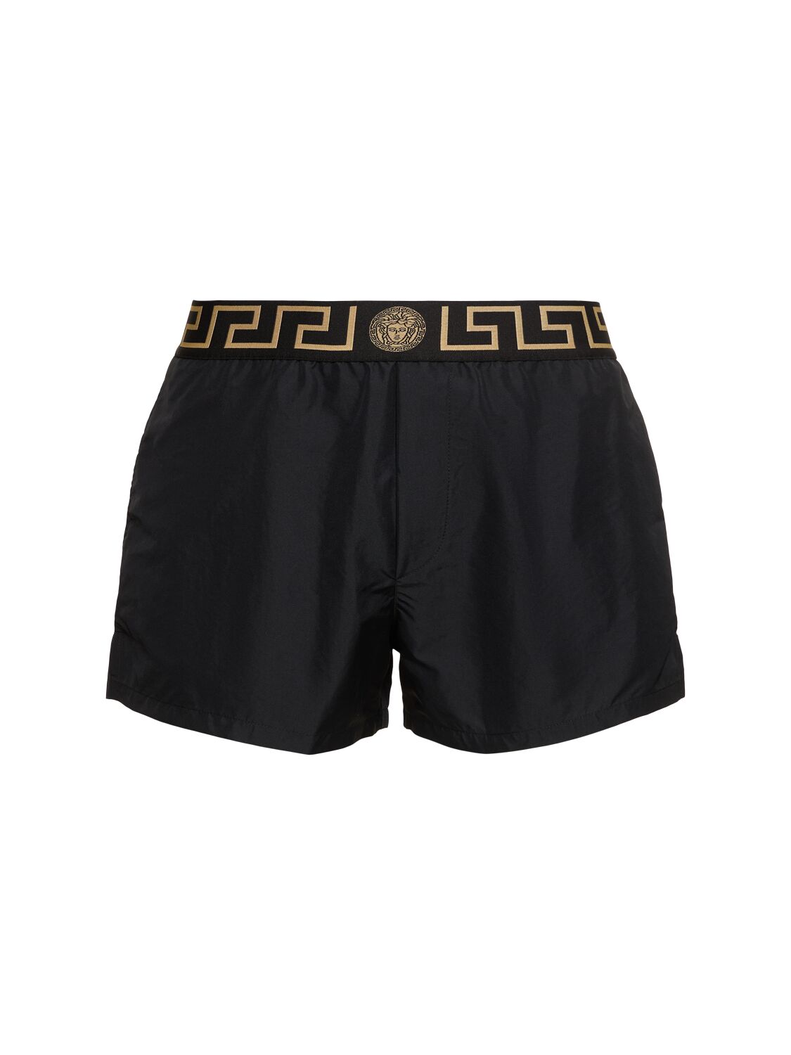 Shop Versace Poly Swim Shorts In A80g-black Gold