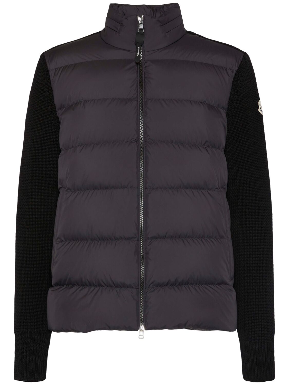 Moncler Virgin Wool Down Cardigan In Black