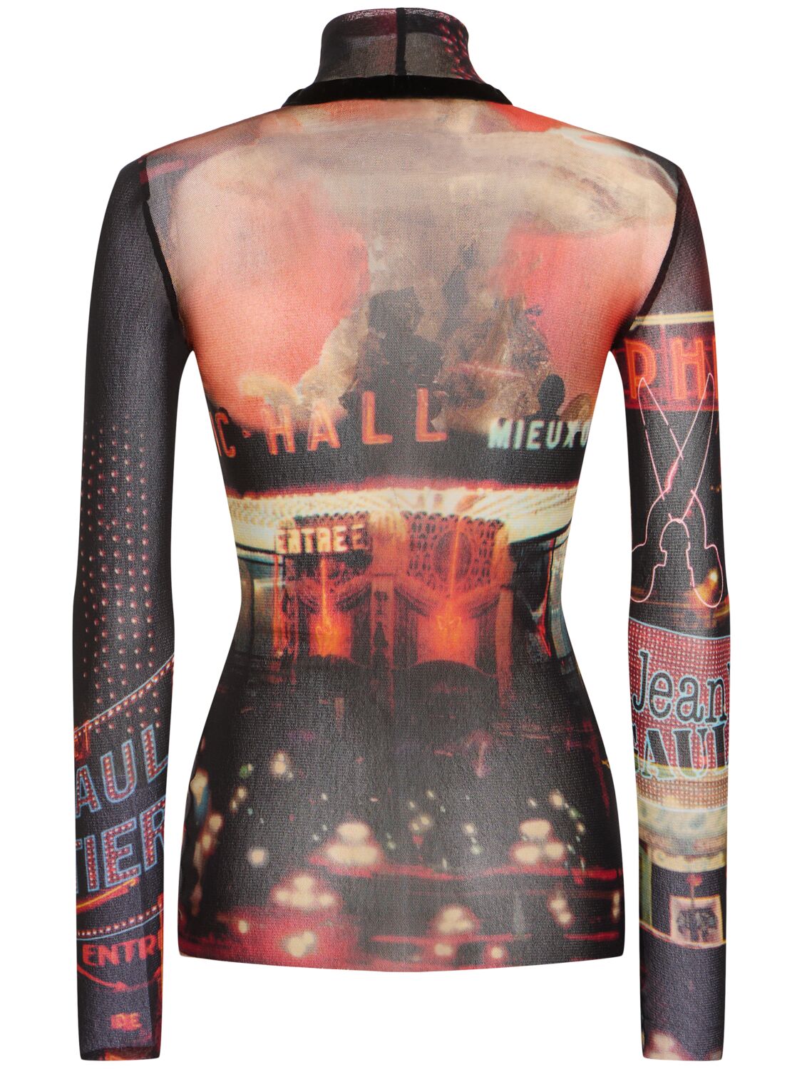 Shop Jean Paul Gaultier Pigalle Printed Mesh L/s Top In Multicolor