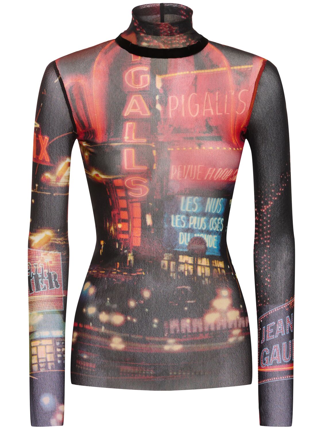 Shop Jean Paul Gaultier Pigalle Printed Mesh L/s Top In Multicolor