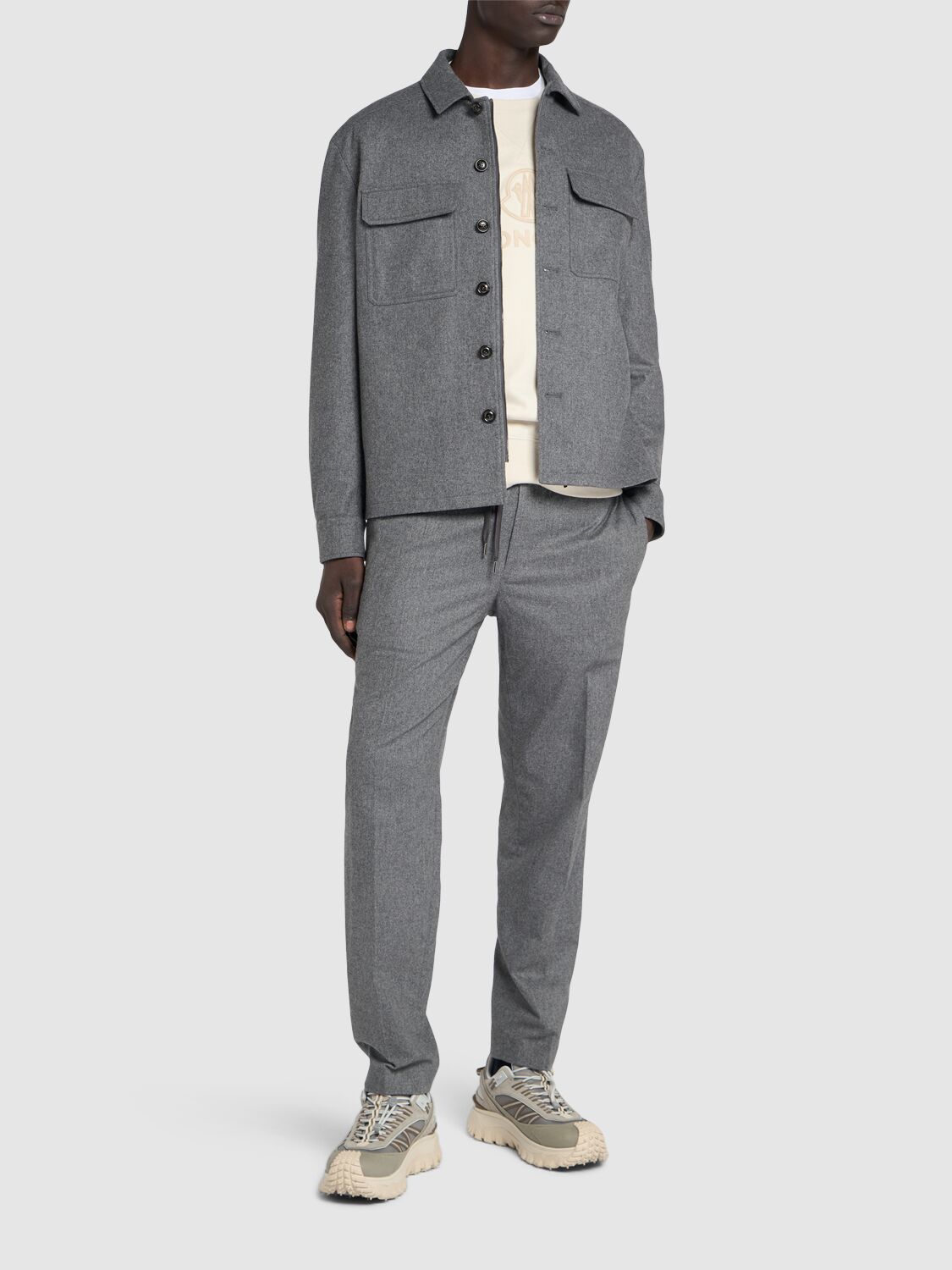 Shop Moncler Cashmere Blend Shirt In Dark Grey