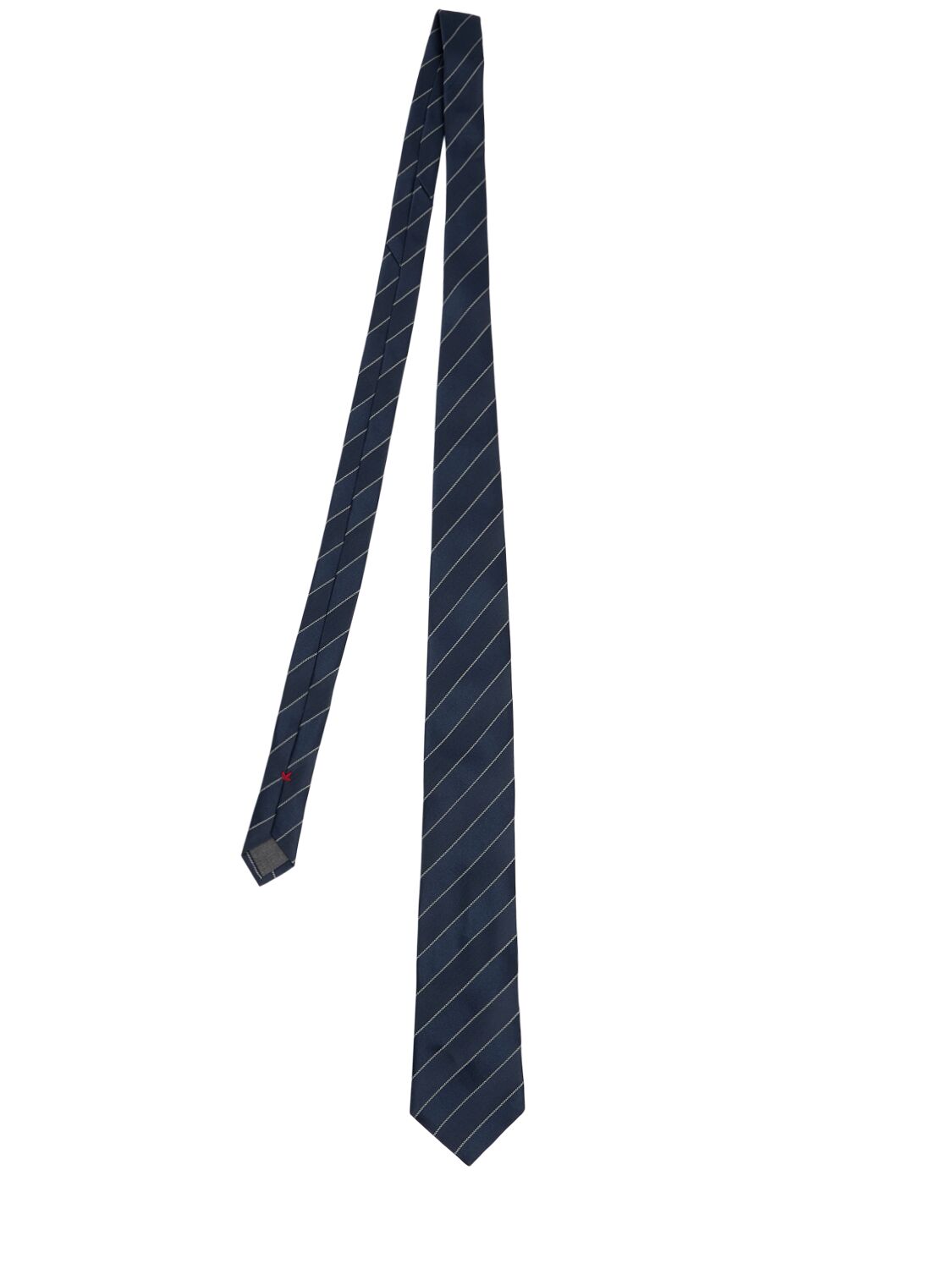 Brunello Cucinelli Chevron Silk Tie In Blue