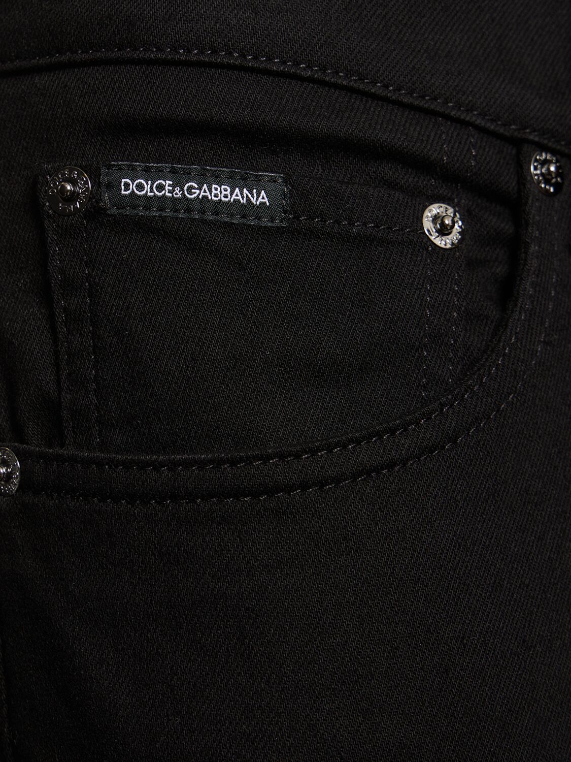 Shop Dolce & Gabbana Five Pocket Washed Stretch Denim Jeans In Black