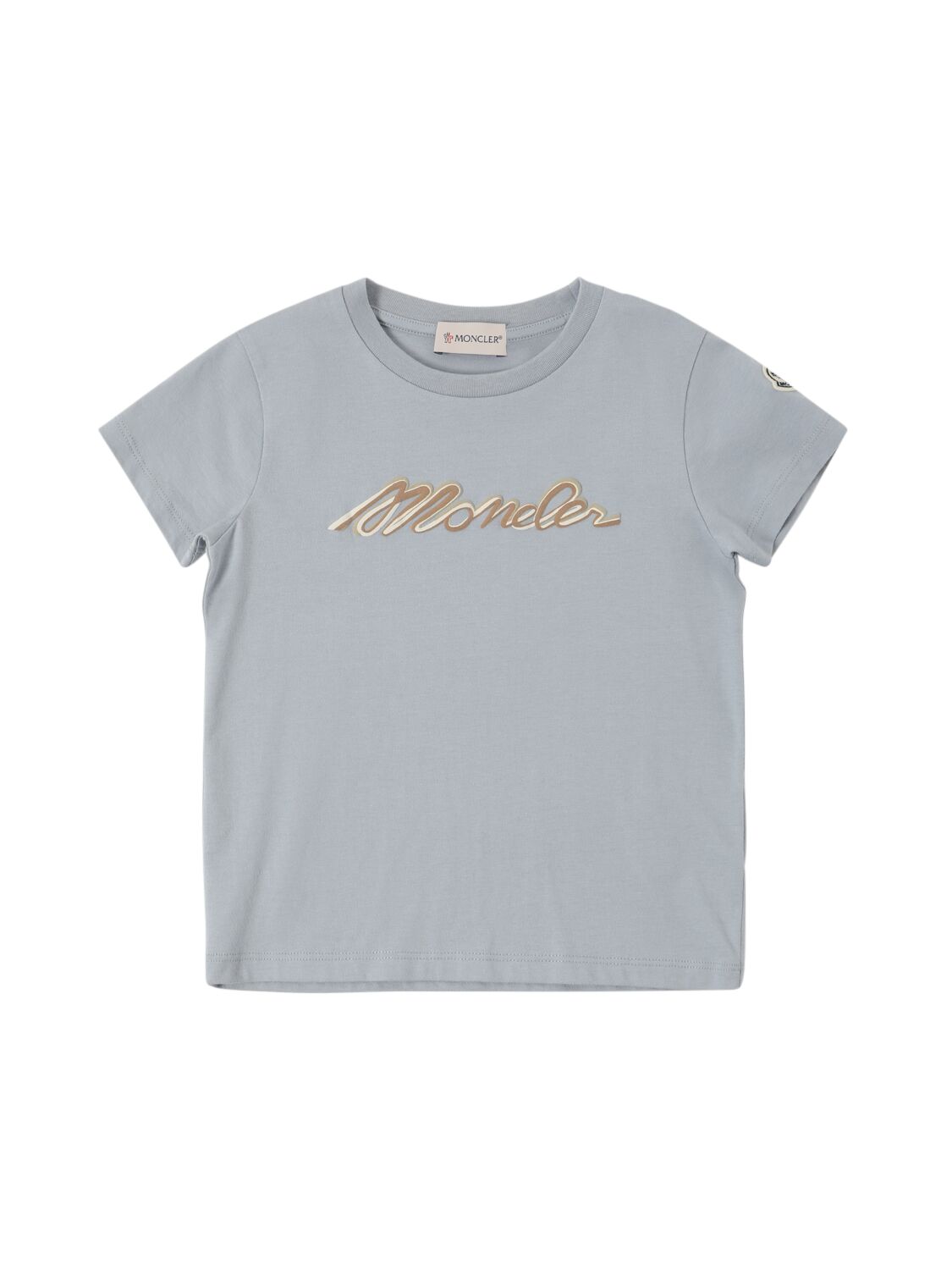 Moncler Logo Cotton Jersey T-shirt In Light Blue