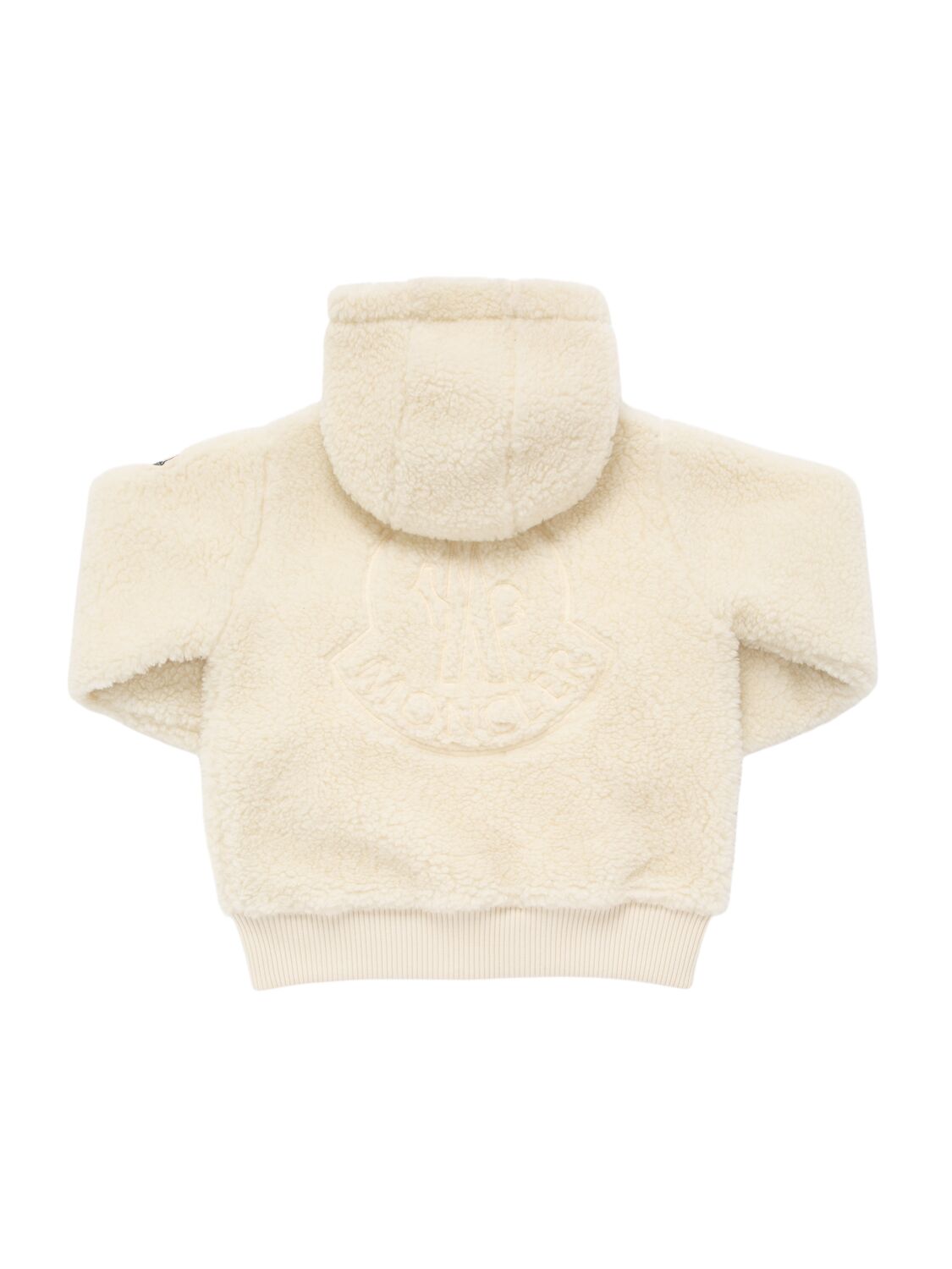 Shop Moncler Tech Teddy Hooded Zip-up Jacket In Silk White