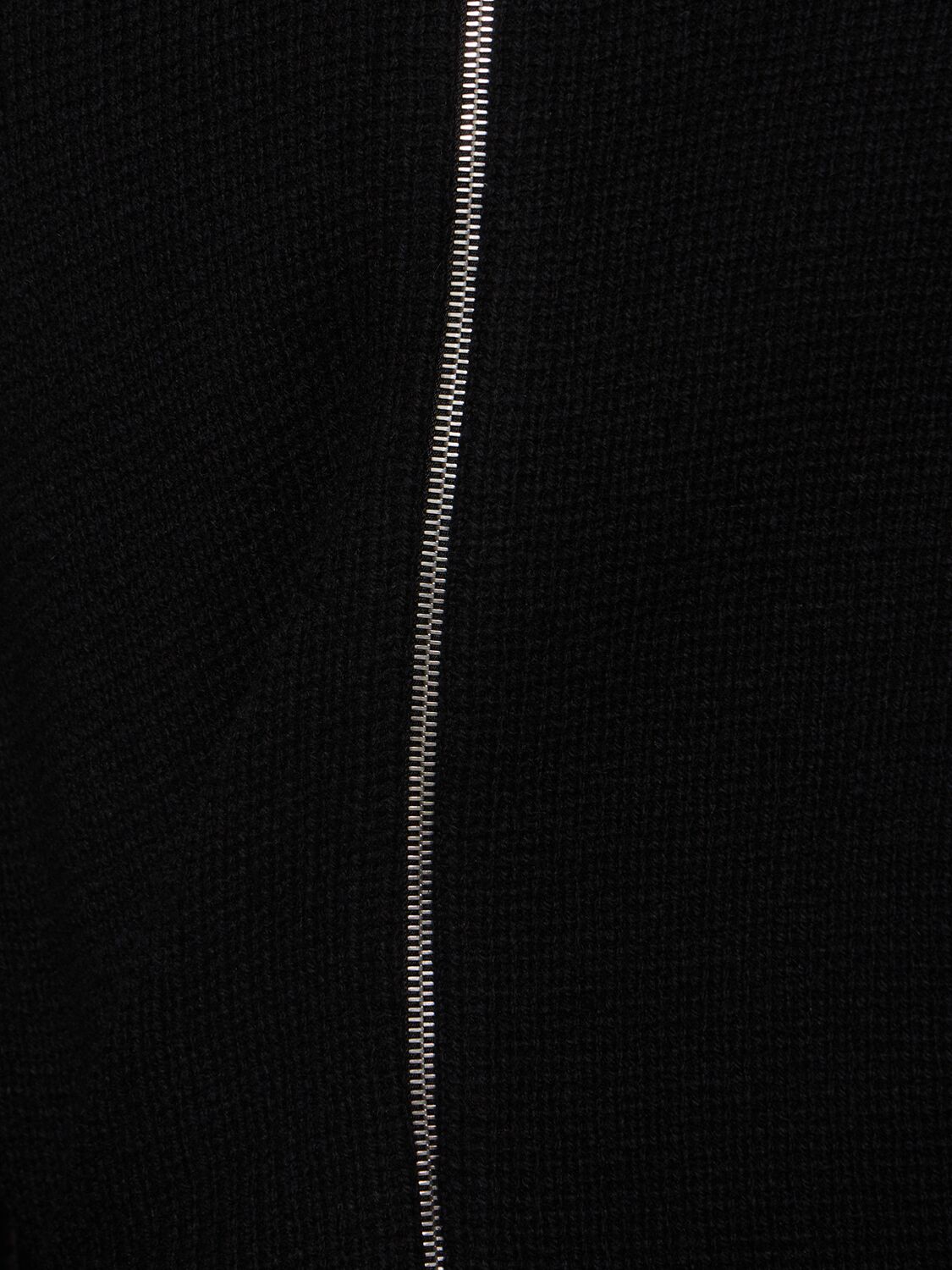 Shop Jil Sander Shetland Cashmere & Wool Zip Cardigan In Black