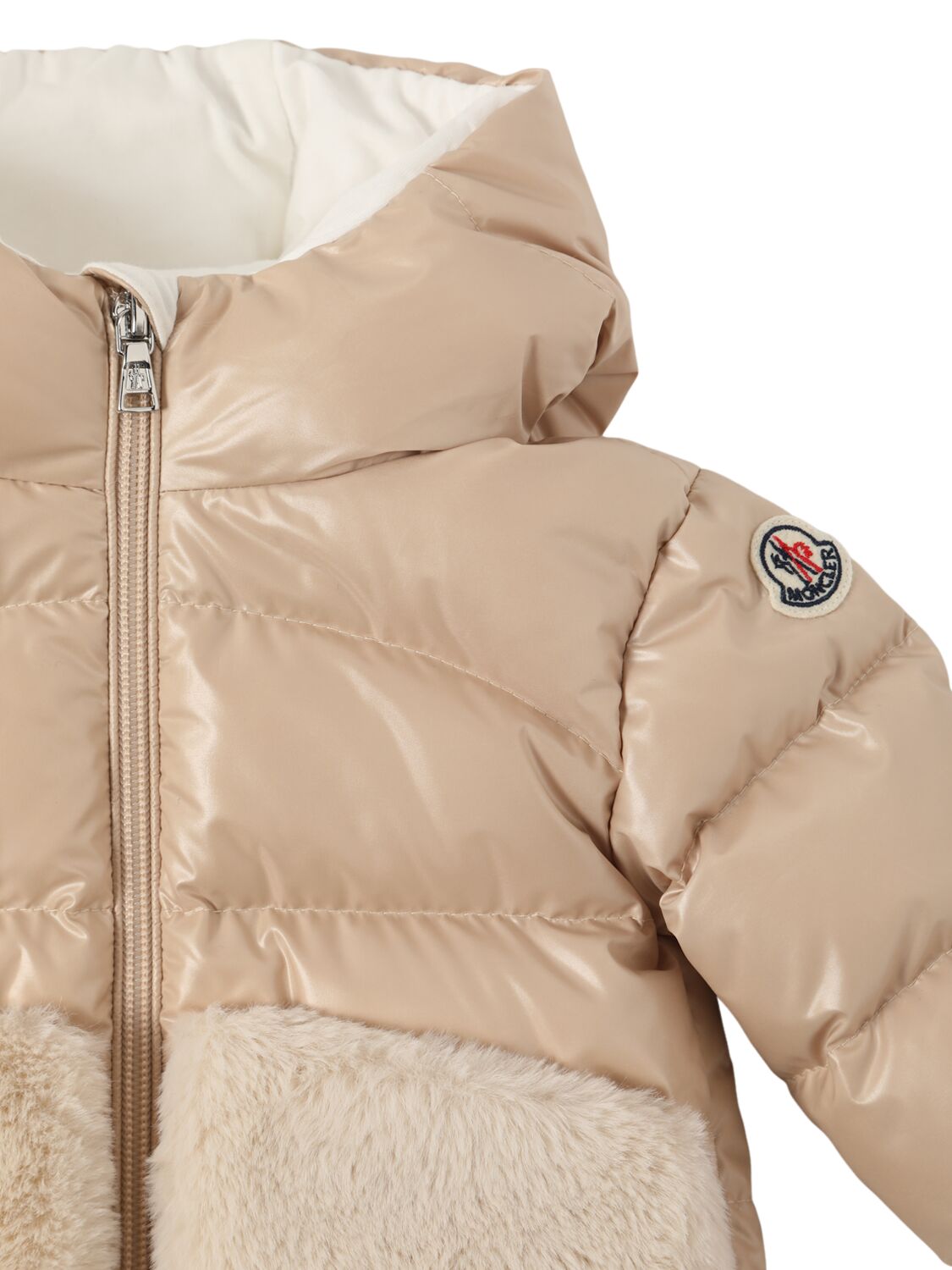 Shop Moncler Bluma Tech Down Jacket In Oatmeal Beige