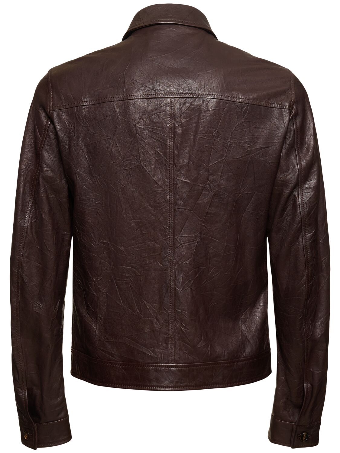 Shop Dolce & Gabbana Smooth Leather Zipped Jacket In Brown