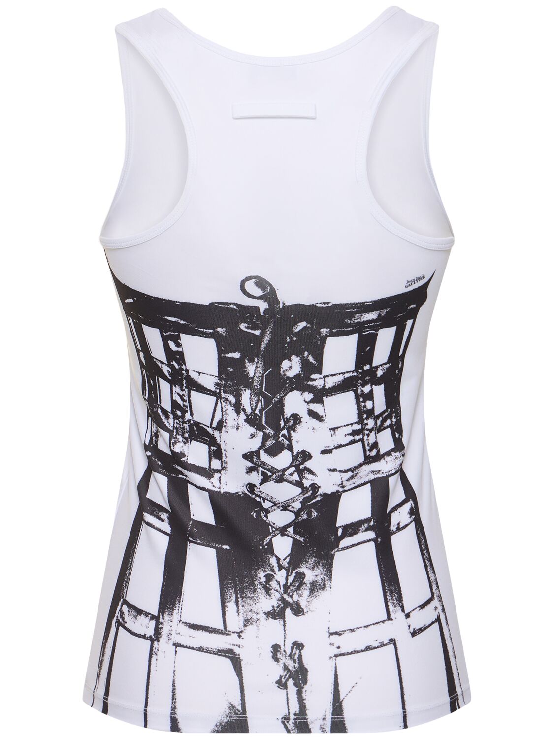 Shop Jean Paul Gaultier Printed Jersey Top In White/black