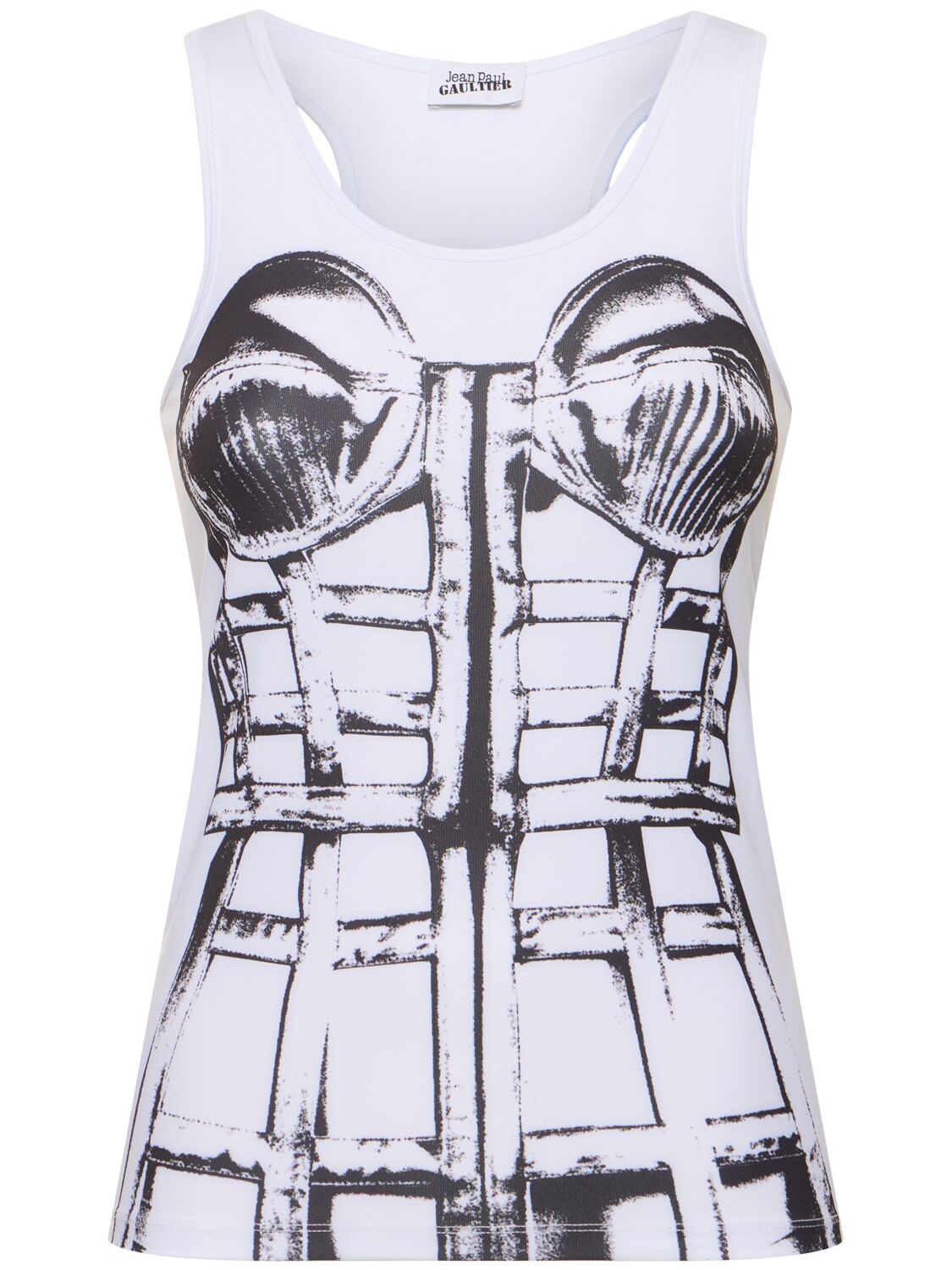 Shop Jean Paul Gaultier Printed Jersey Top In White/black