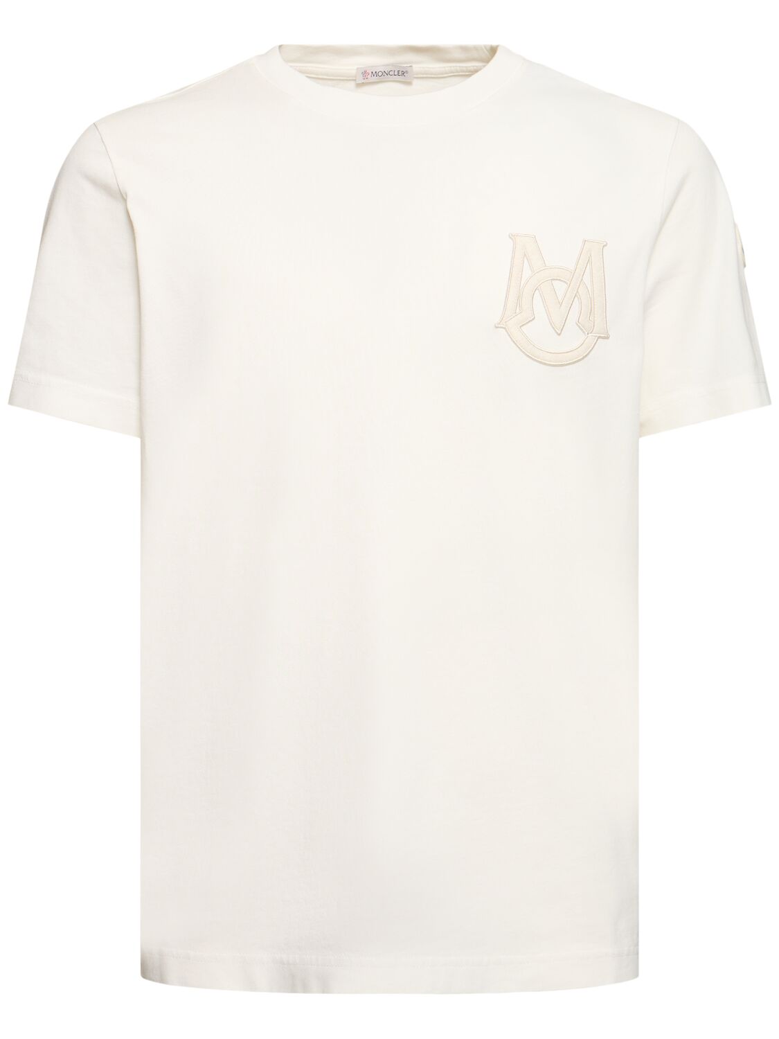 Moncler Logo Cotton Jersey T-shirt In Off-white