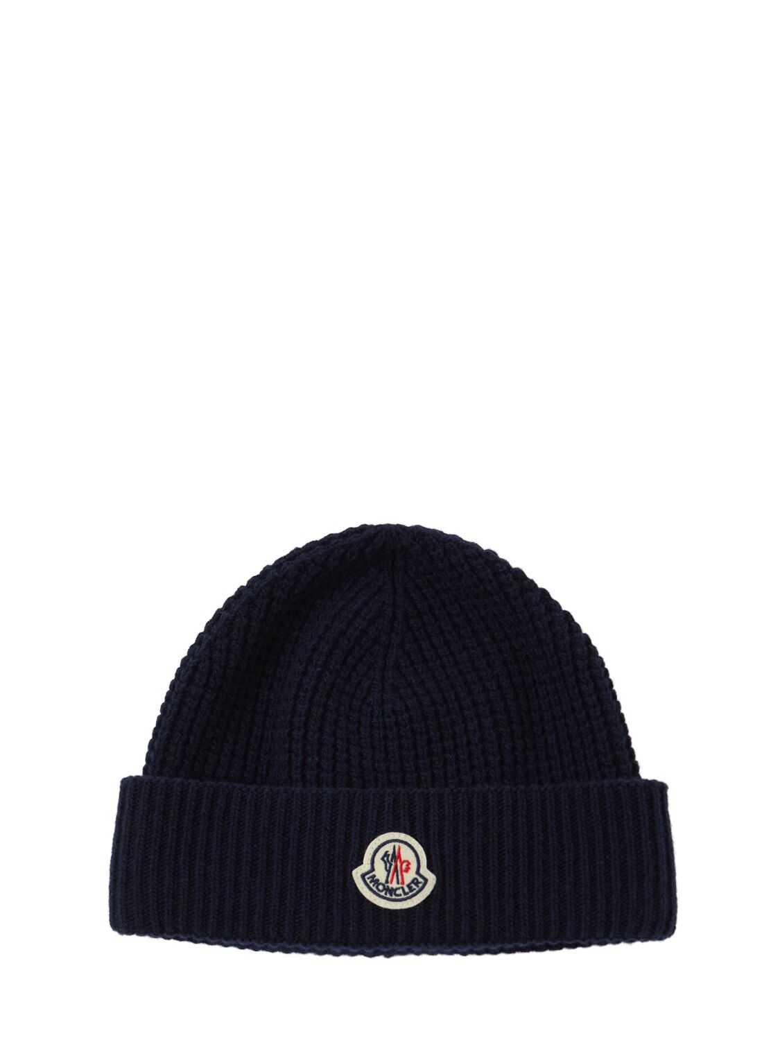 Moncler Logo Detail Wool & Cashmere Beanie In Blue