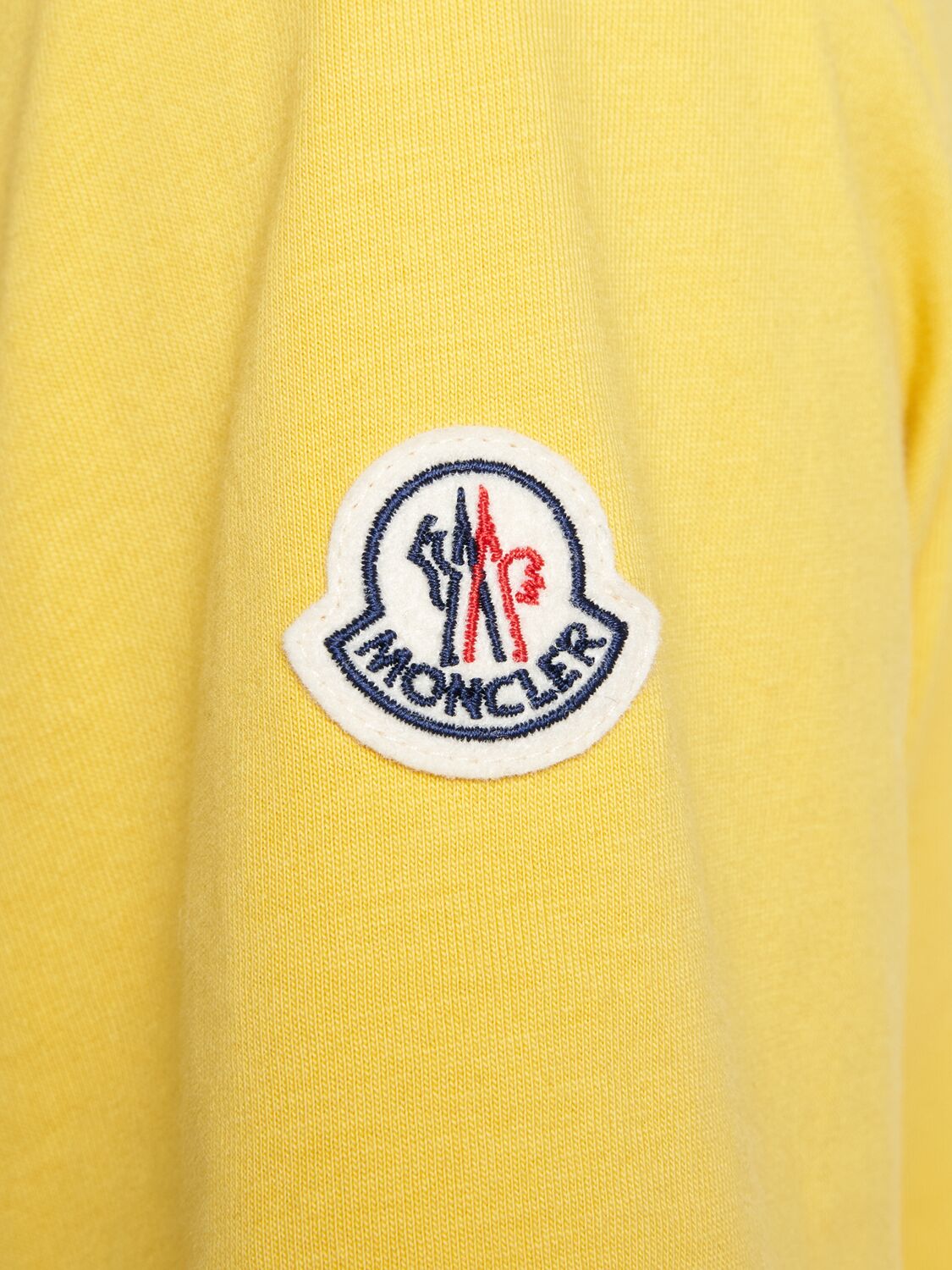 Shop Moncler Logo Cotton Jersey T-shirt In Gamma Yellow To