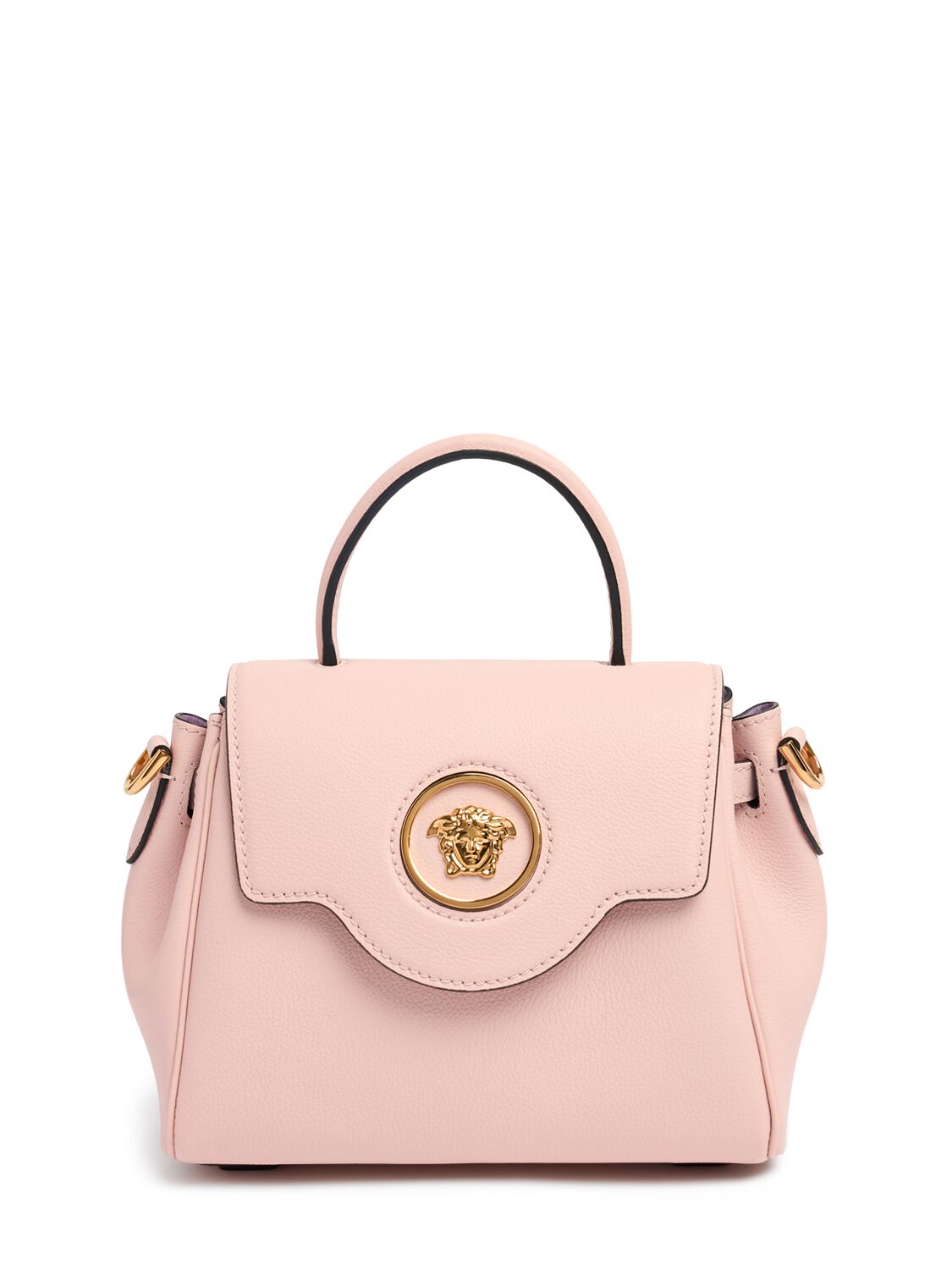 Versace La Medusa Leather Top Handle Bag In Pink