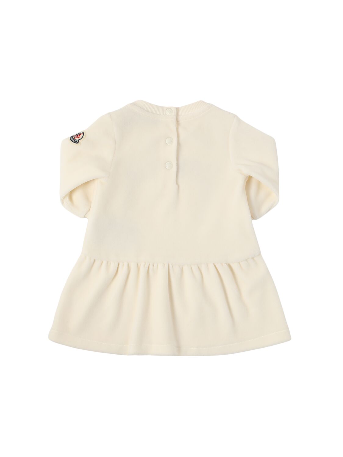 Shop Moncler Logo Cotton Blend Dress In Silk White