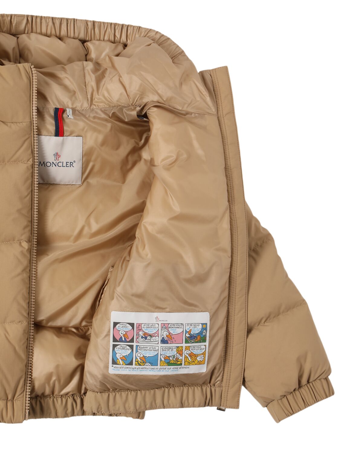 Shop Moncler Claritia Tech Down Jacket In Beige