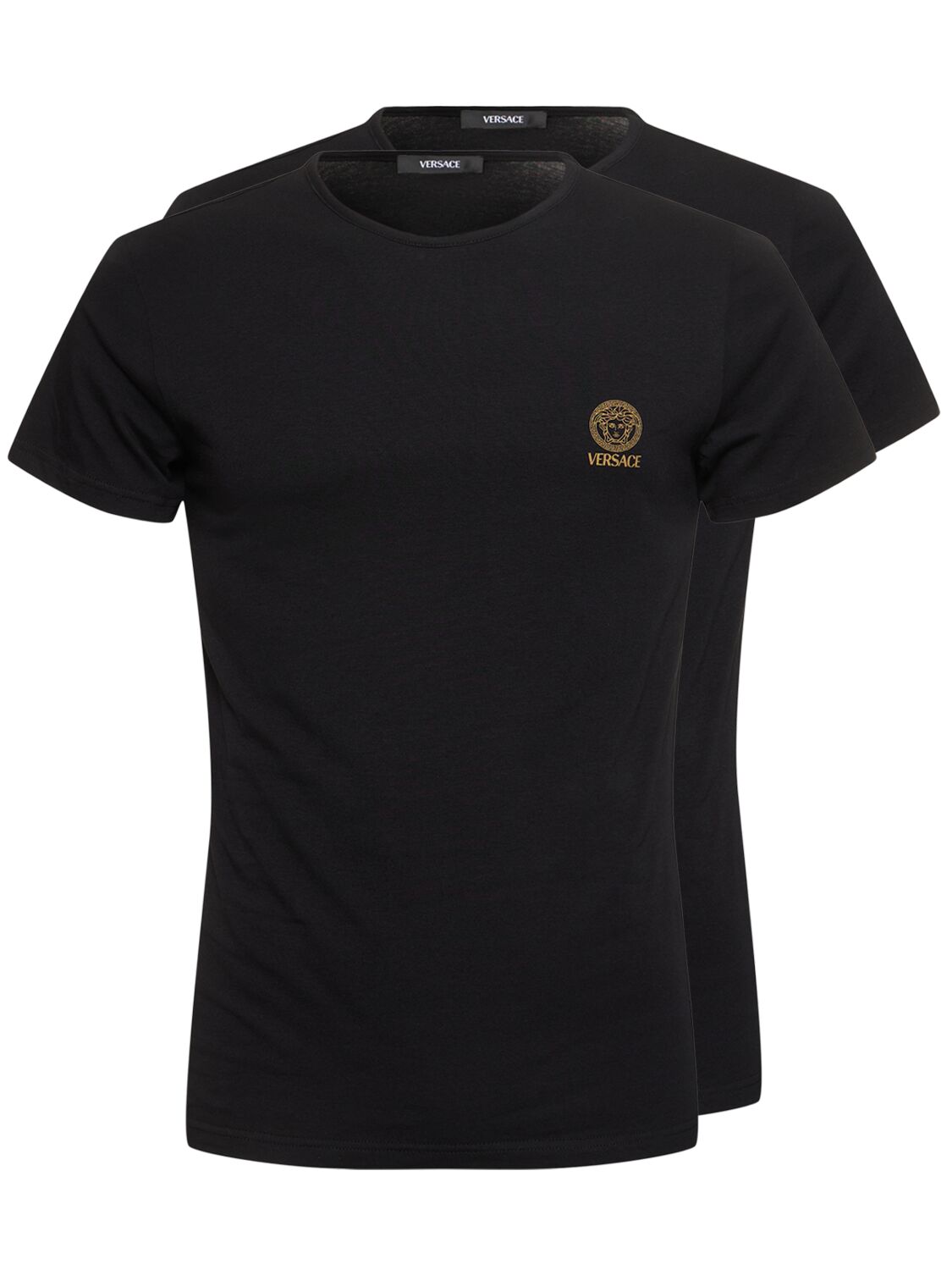 Shop Versace Pack Of 2 Topeka Stretch Jersey T-shirts In A1008-black