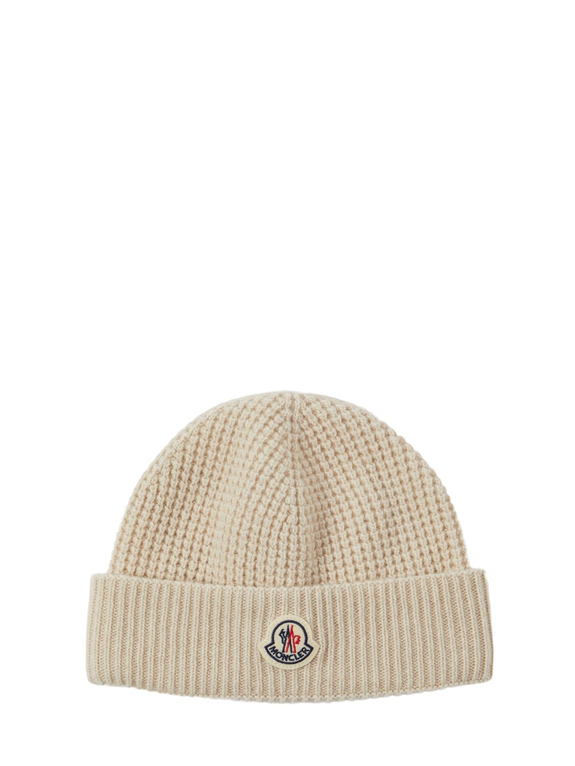 Moncler Logo Detail Wool & Cashmere Beanie In White