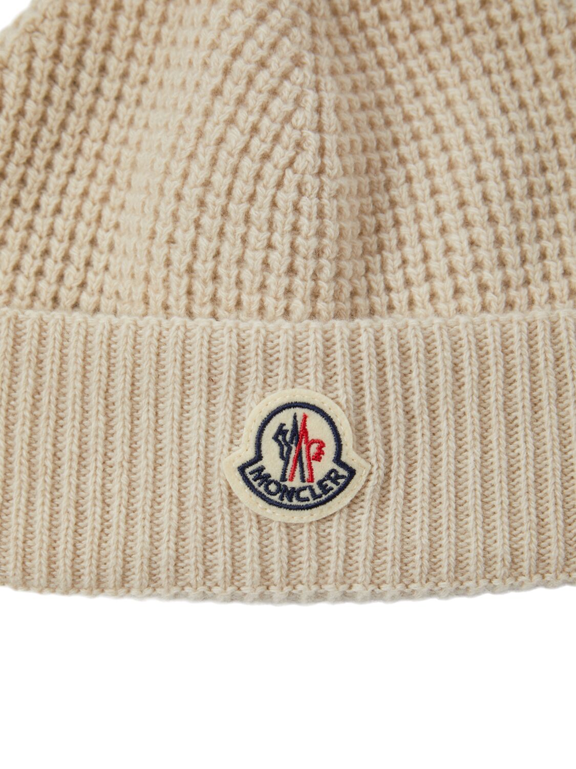 Shop Moncler Logo Detail Wool & Cashmere Beanie In White