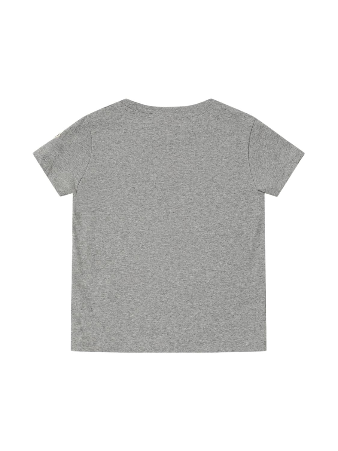 Shop Moncler Logo Cotton Jersey T-shirt In Grey