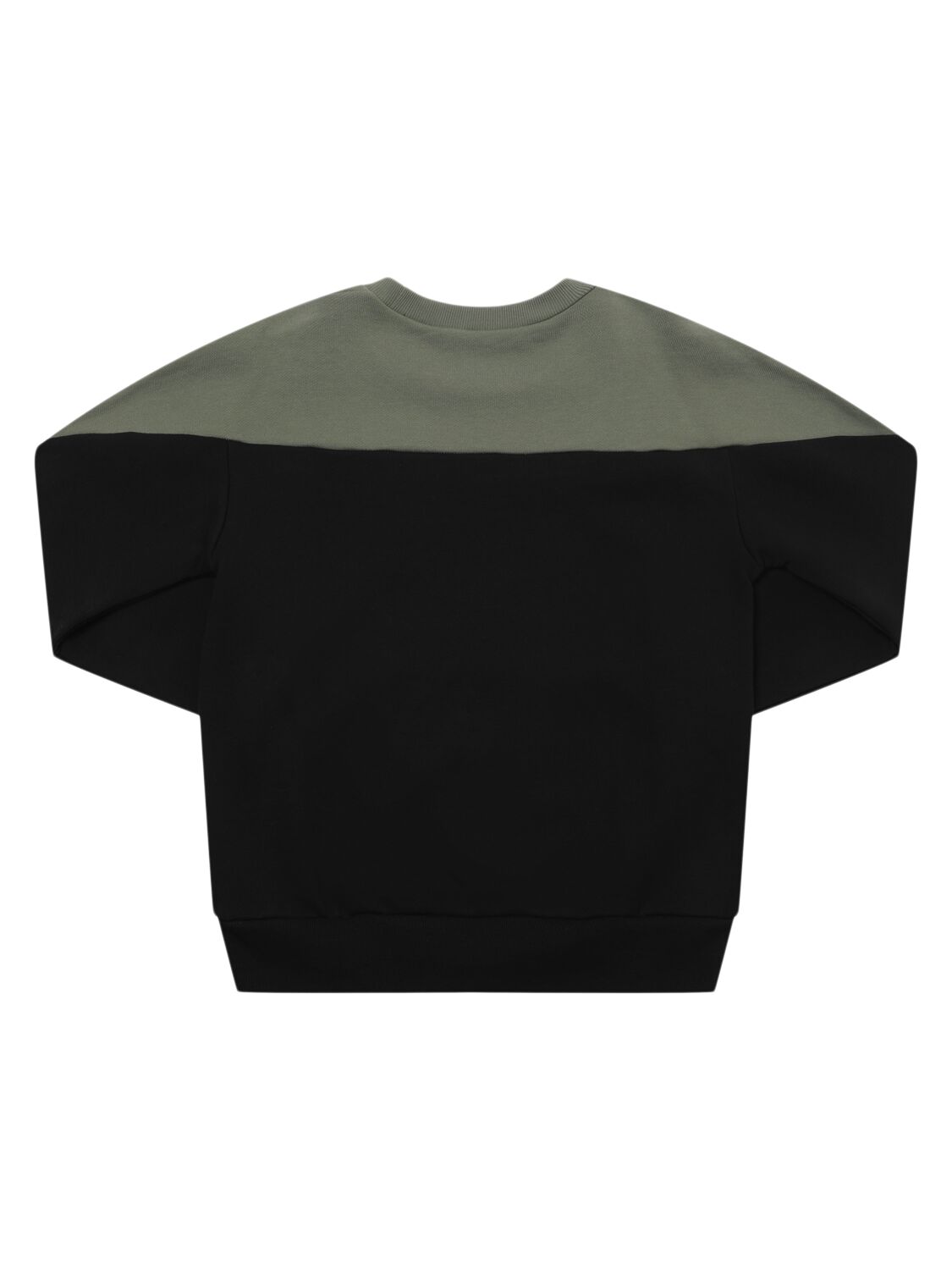 Shop Marni Junior Cotton Crewneck Sweatshirt W/logo In Black/green