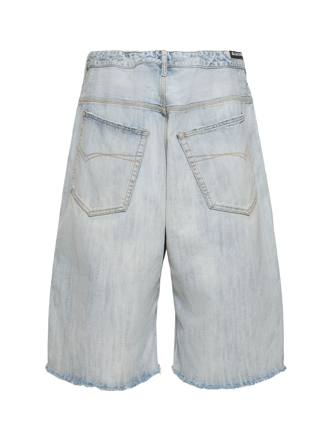 Shop Balenciaga Baggy Cotton Shorts In Bleached Ring