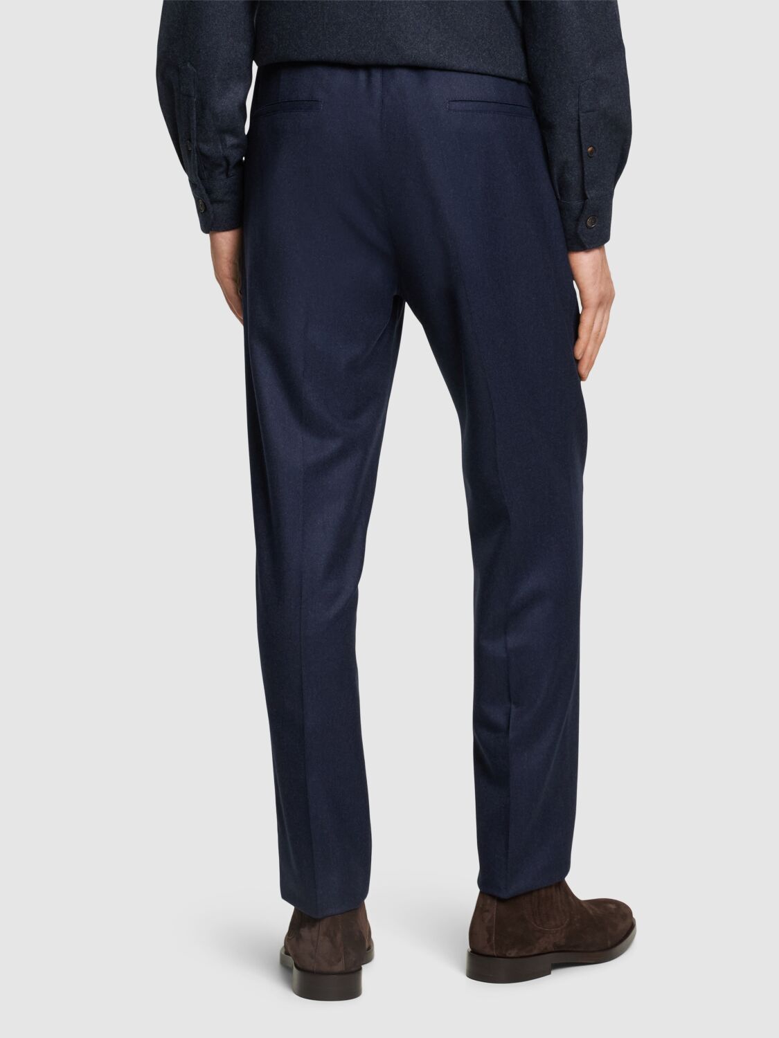 Shop Brunello Cucinelli Wool Flannel Jogger Pants In Dark Blue