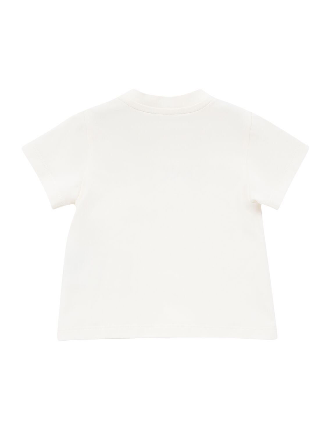 Shop Moncler Logo Cotton Blend T-shirt In Silk White