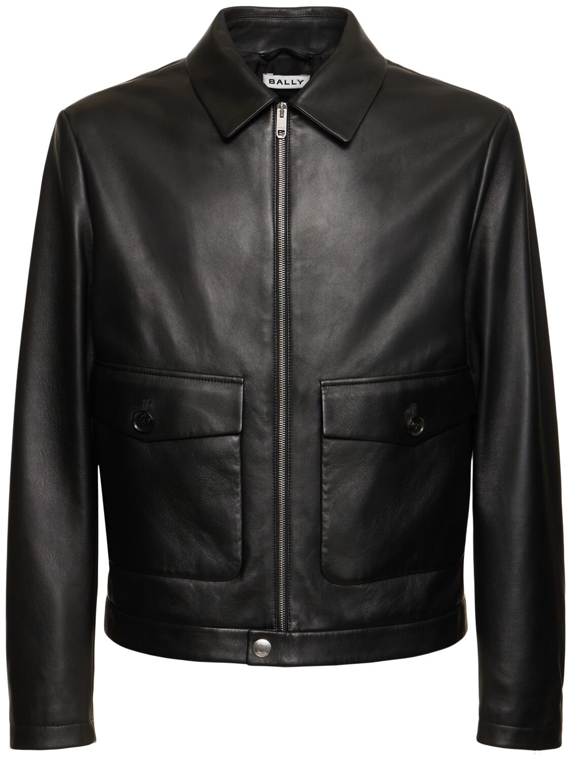 Bally Leather Bomber Jacket In Black