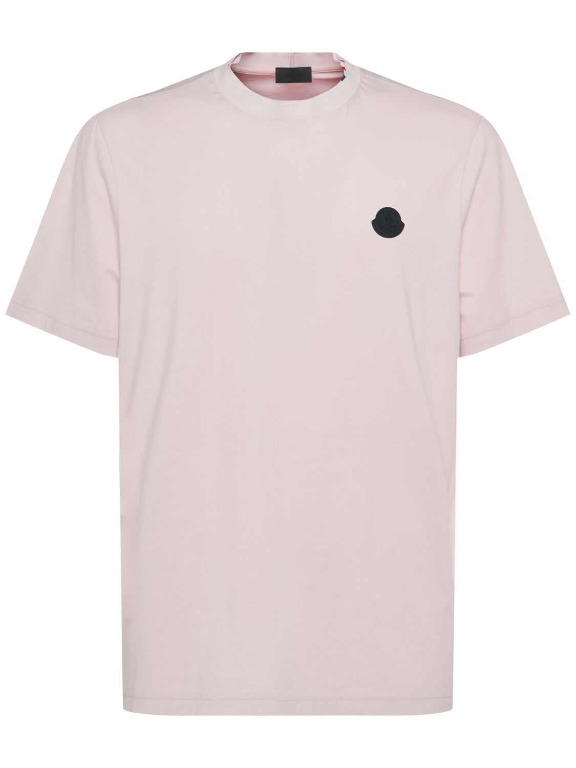 Moncler Logo Patch Lightweight Cotton T-shirt In Light Pink