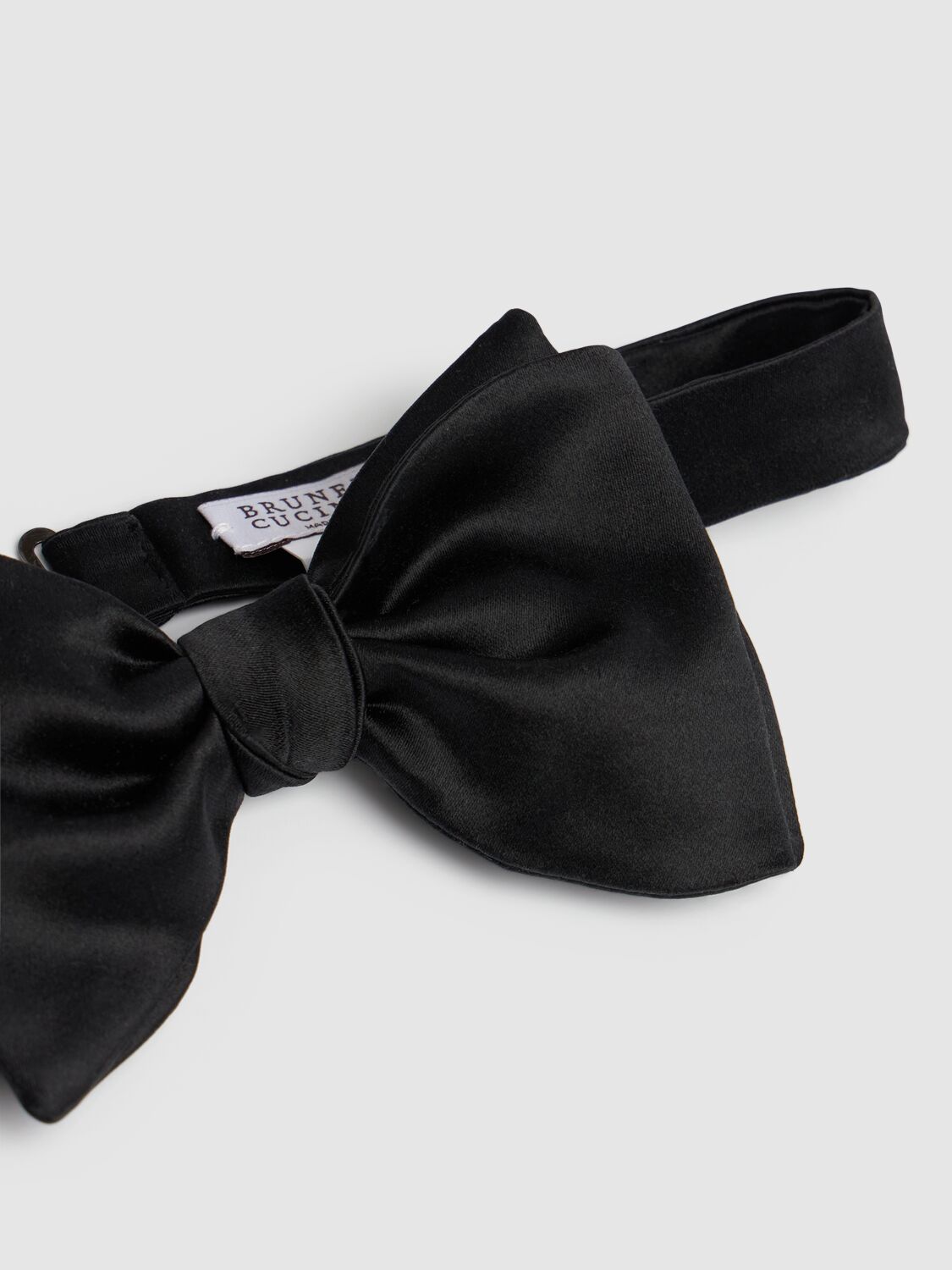 Shop Brunello Cucinelli Duchesse Satin Bow Tie In Black