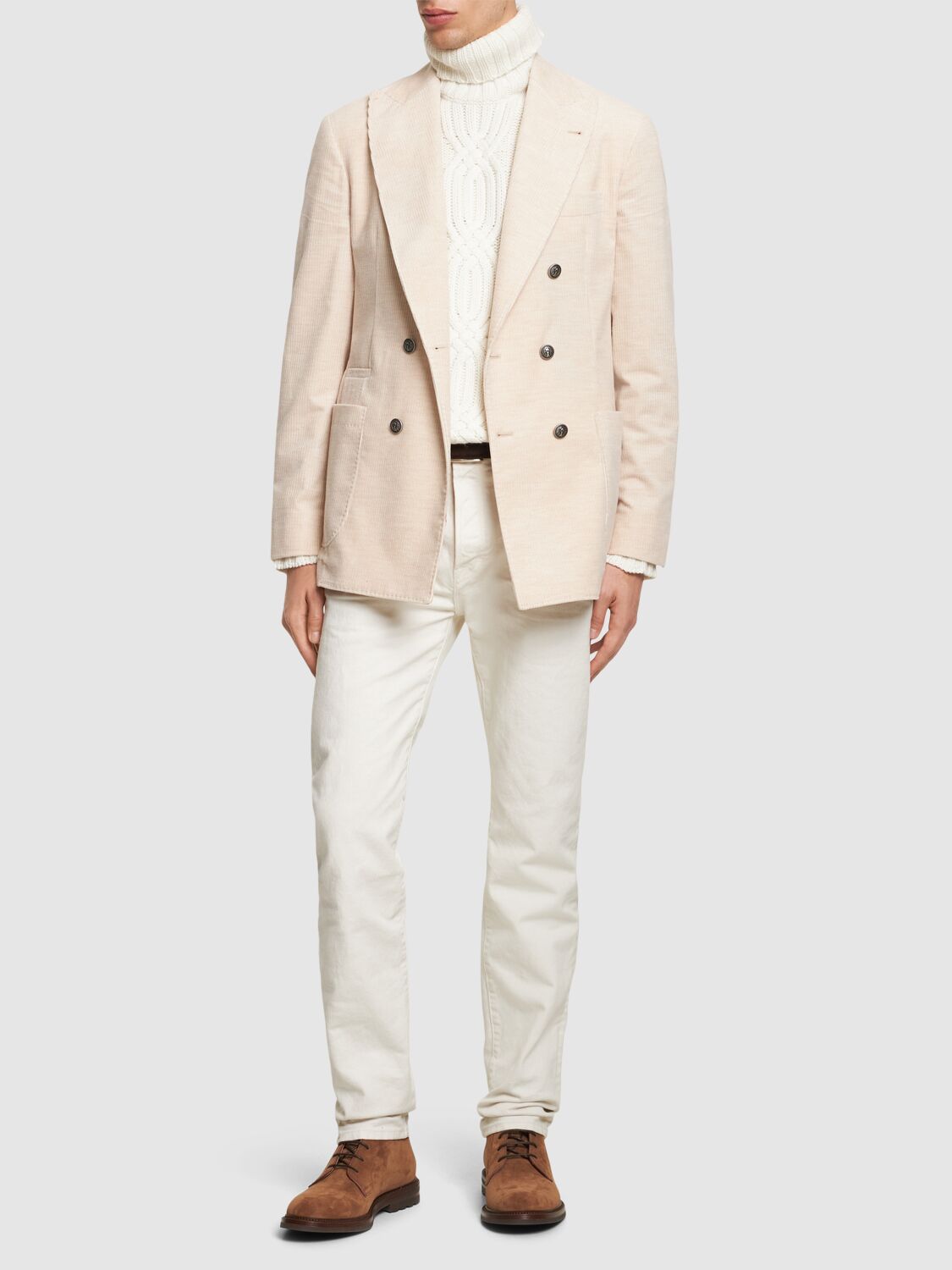 Shop Brunello Cucinelli Deconstructed Cotton & Cashmere Blazer In Beige