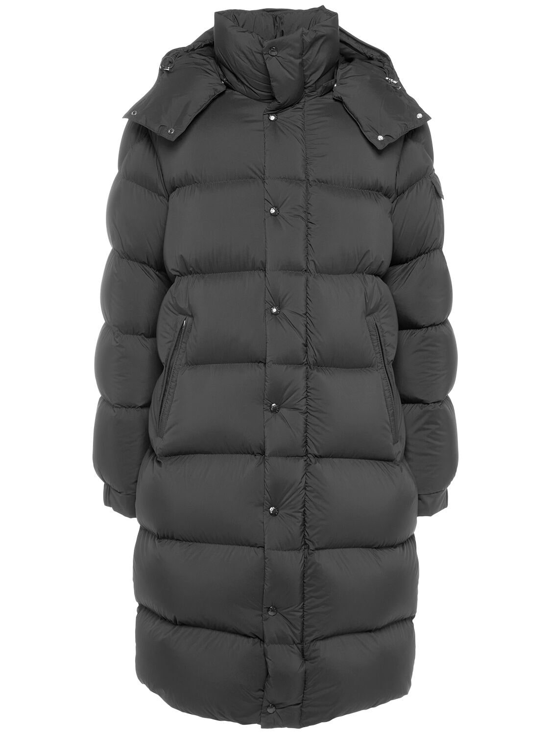 Moncler Hanoverian Long Nylon Down Jacket In Black