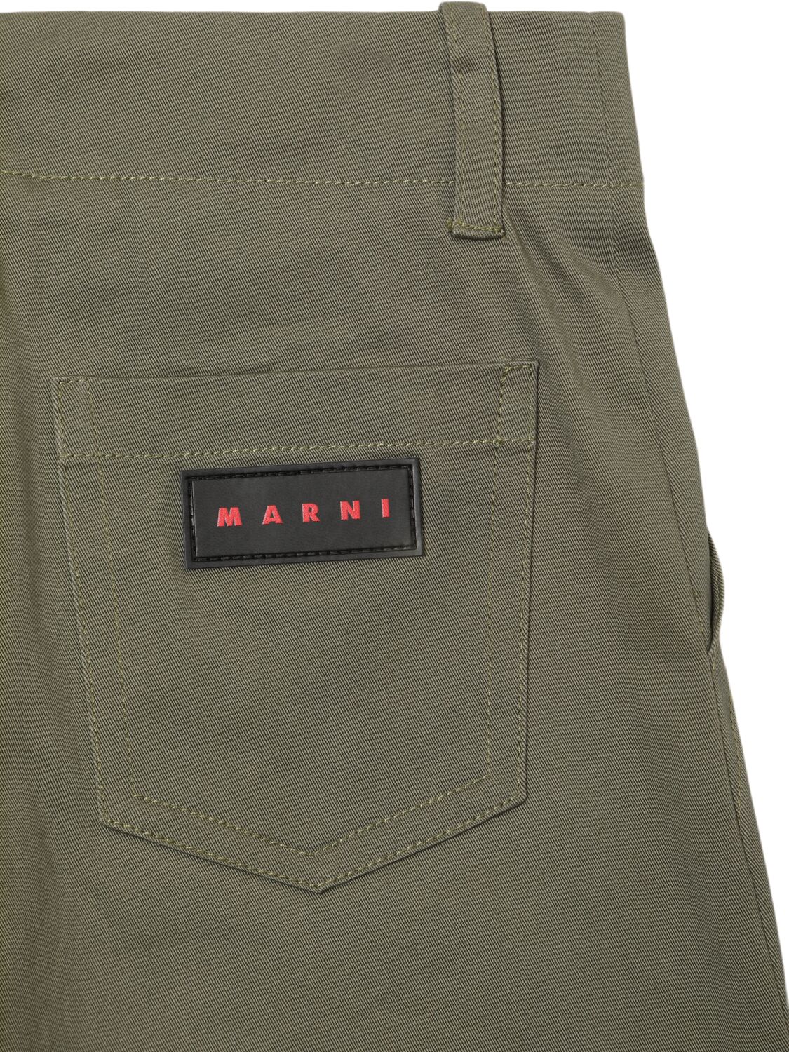 Shop Marni Junior Cotton Blend Gabardine Pants In Green