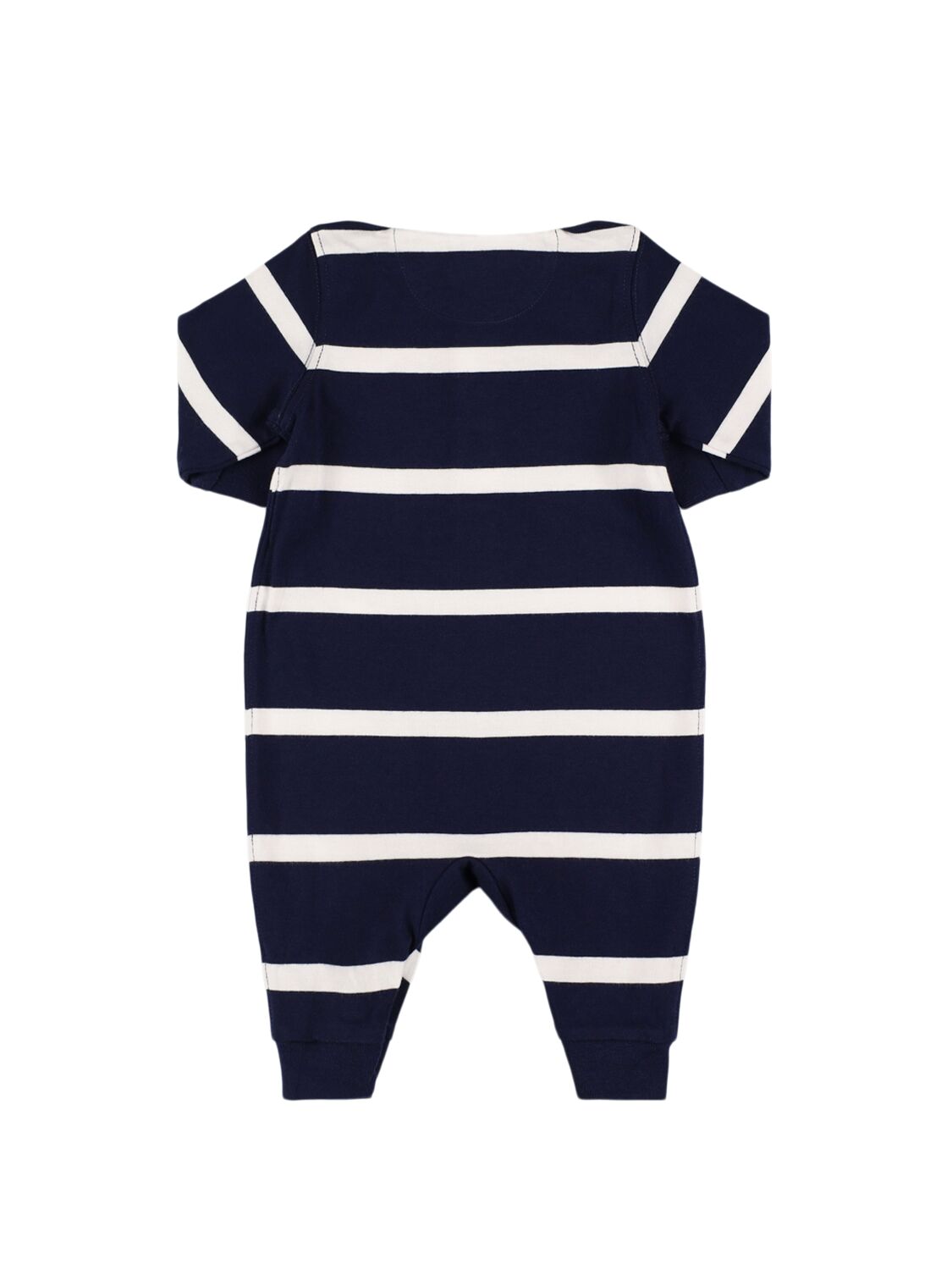 Shop Polo Ralph Lauren Embroidered Cotton Interlock Romper In Navy,weiss