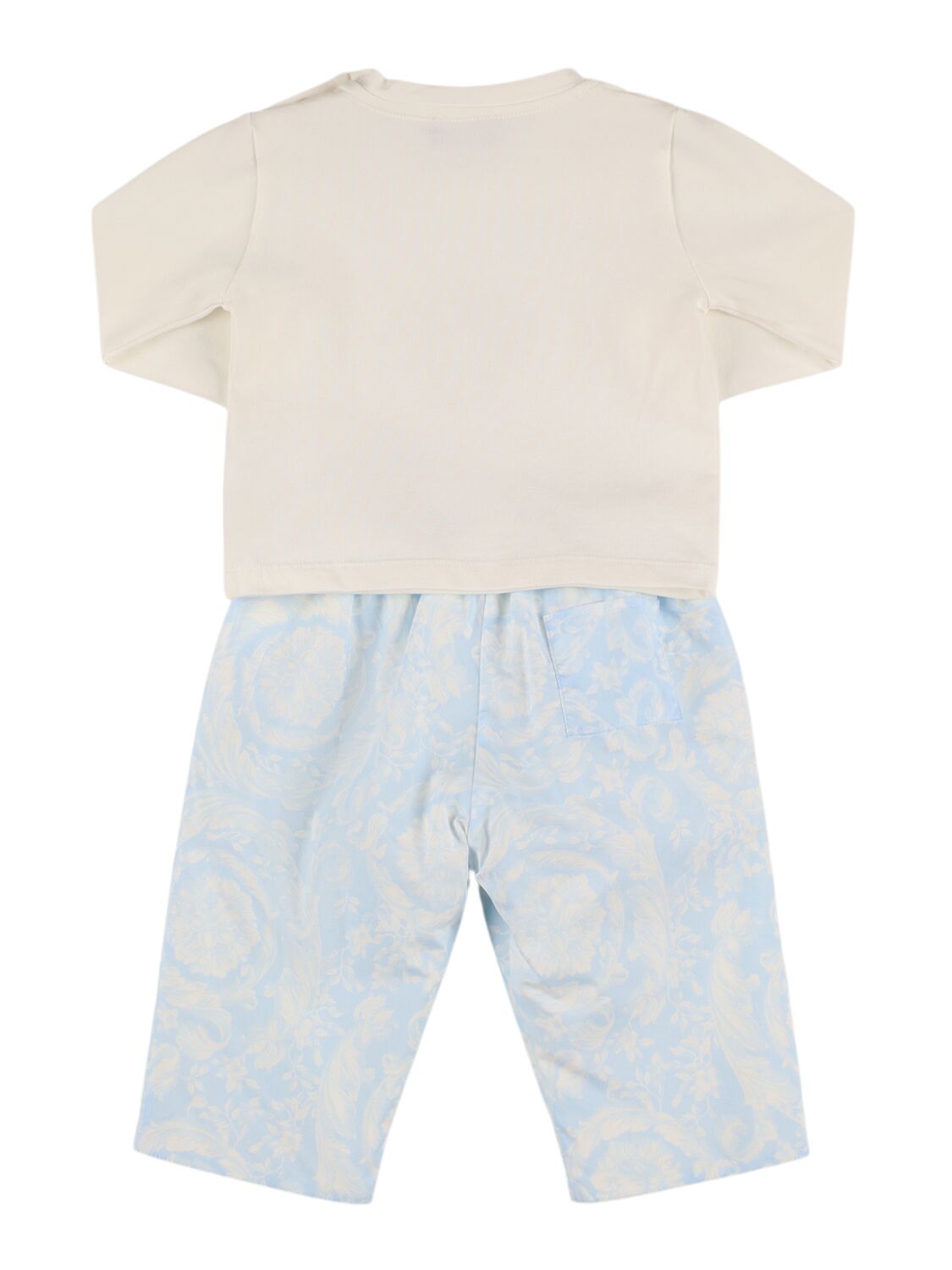 Shop Versace Printed Cotton Jersey T-shirt & Pants In White/light Blue