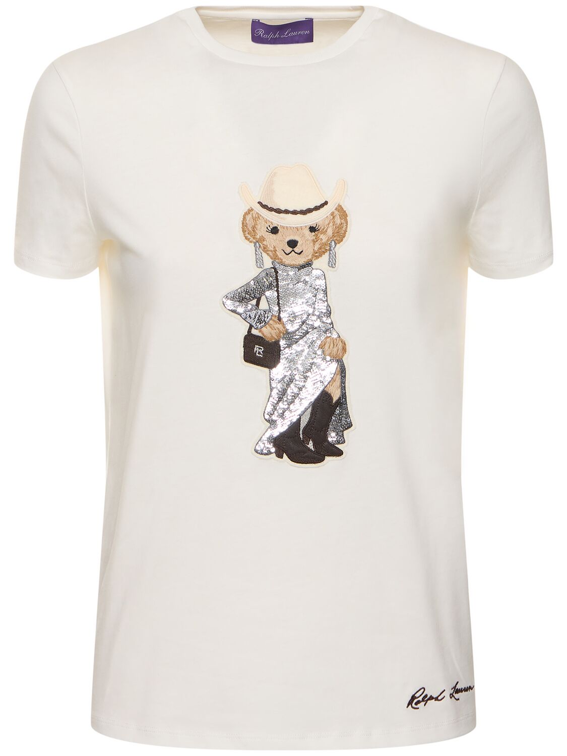 Ralph Lauren Western Bear Cotton T-shirt In White