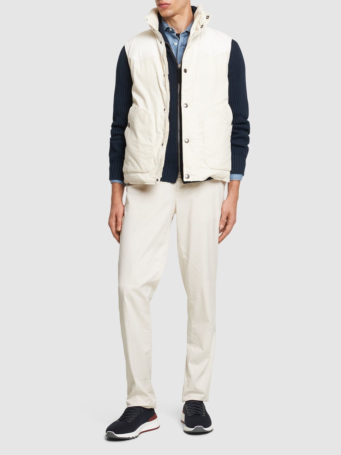 Shop Brunello Cucinelli Padded Corduroy Vest In Beige