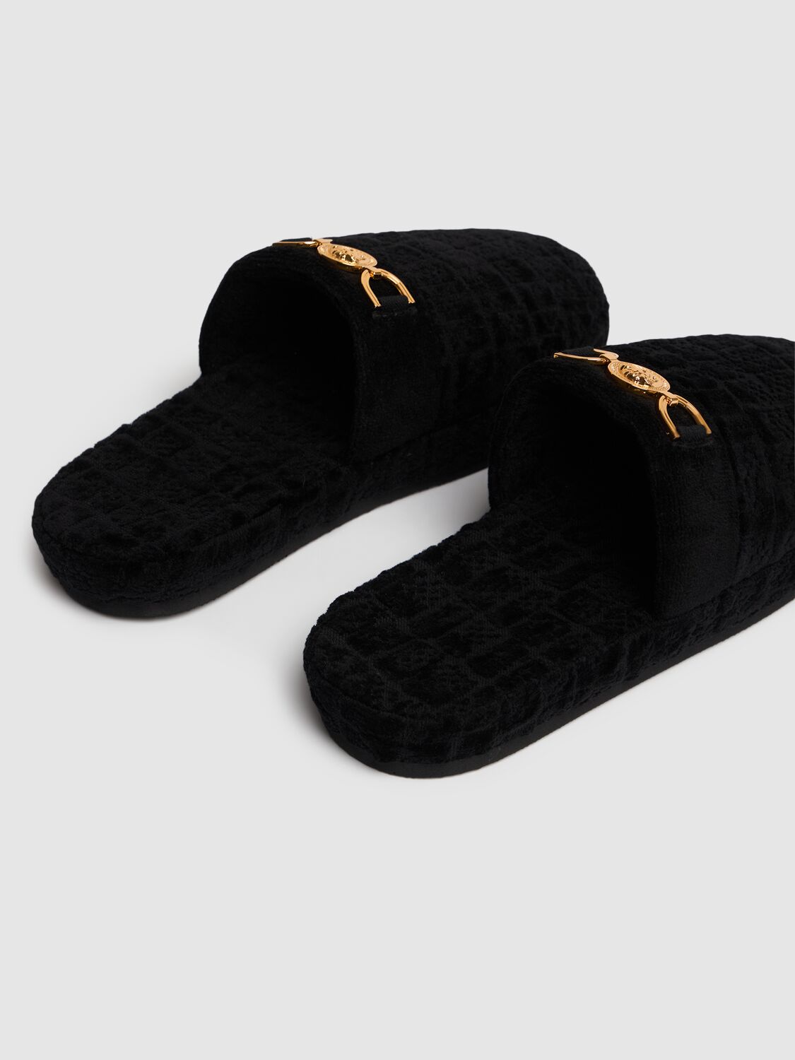 Shop Versace Icon Slippers In Black