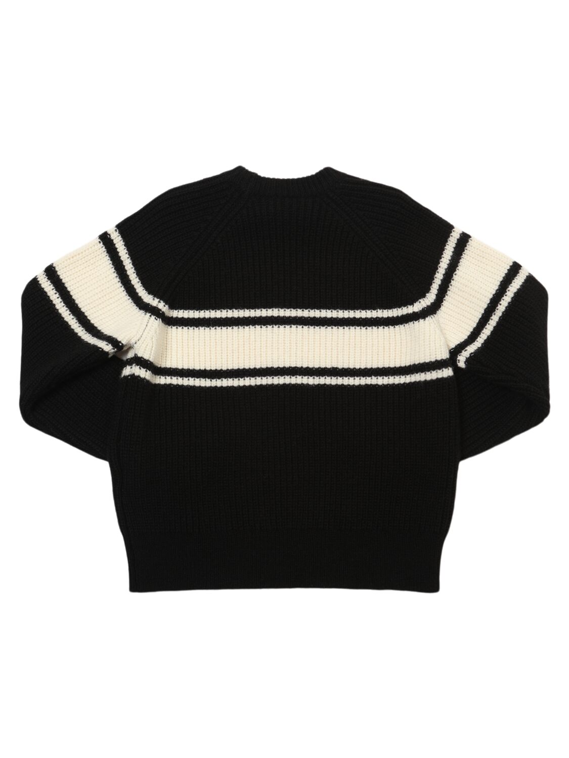 Shop Marni Junior Wool Blend Knit Sweater W/logo In Black