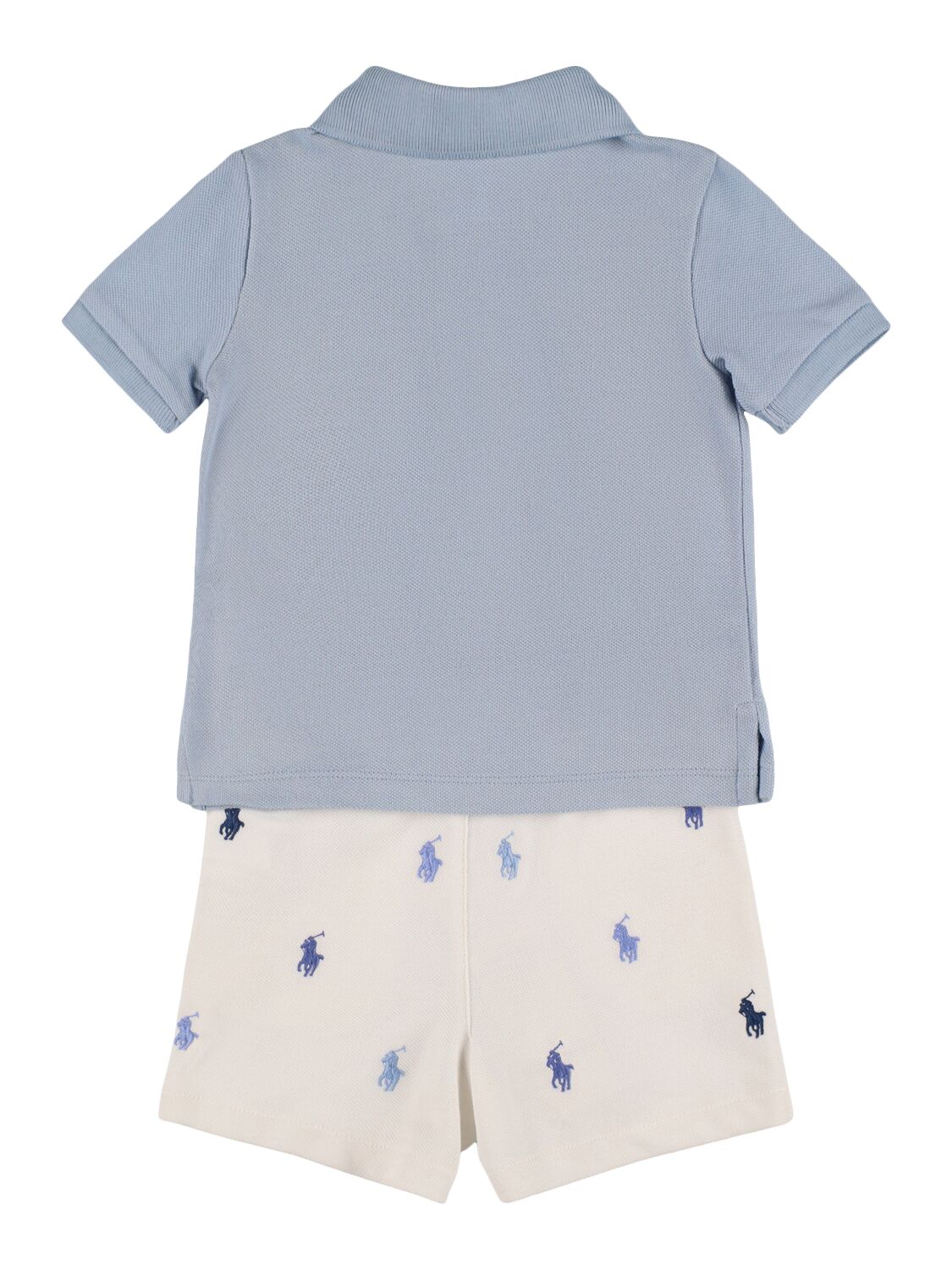 Shop Polo Ralph Lauren Embroidered Cotton Polo Shirt & Shorts In Blau,multi