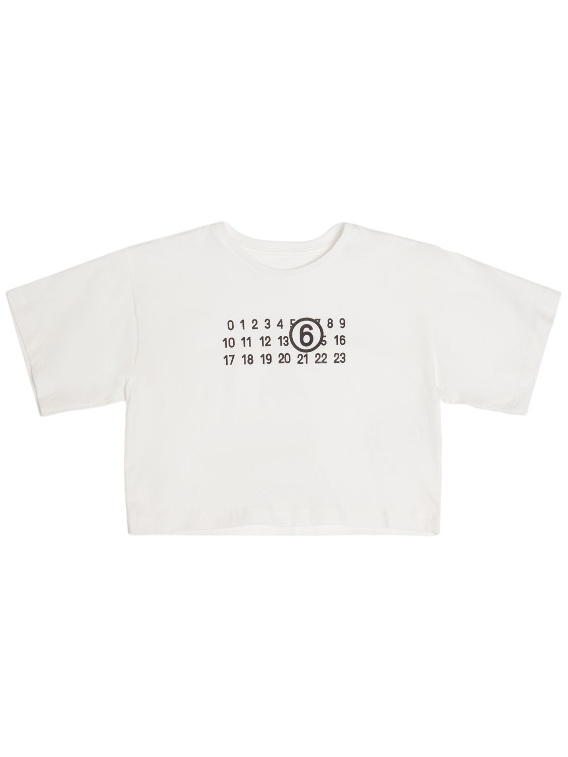 Mm6 Maison Margiela Printed Cotton Jersey Cropped T-shirt In White