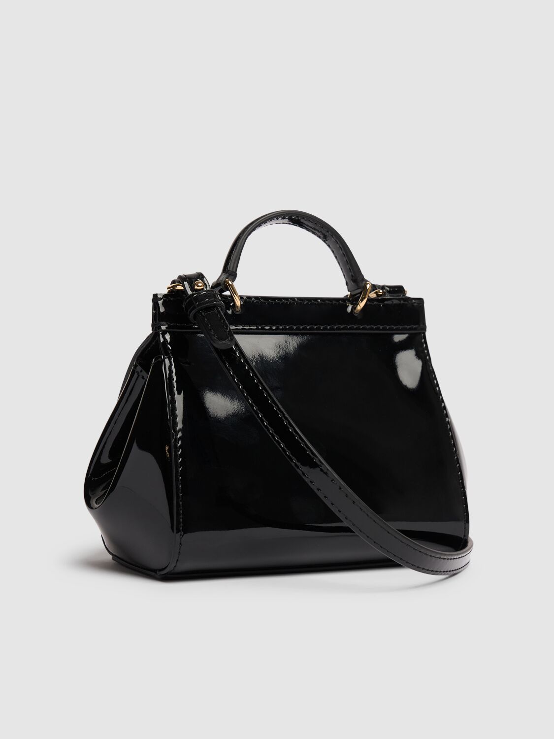 Shop Dolce & Gabbana Sicily Patent Leather Shoulder Bag In Black