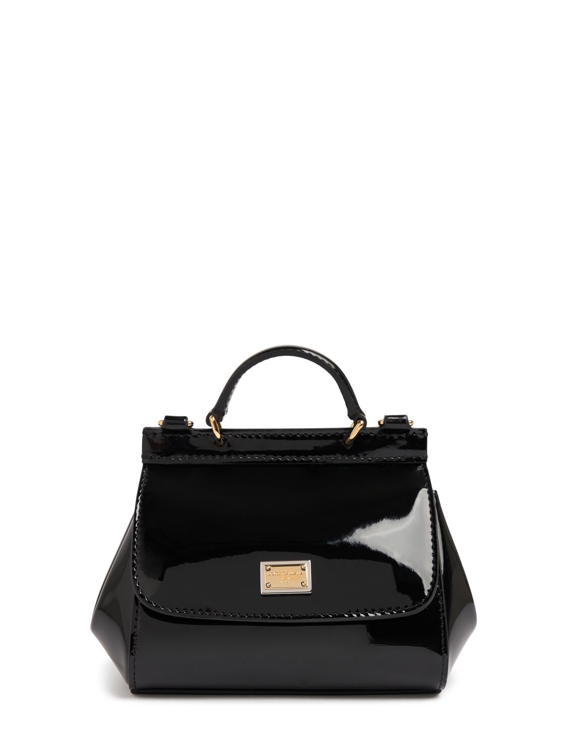Dolce & Gabbana Sicily Patent Leather Shoulder Bag In Black