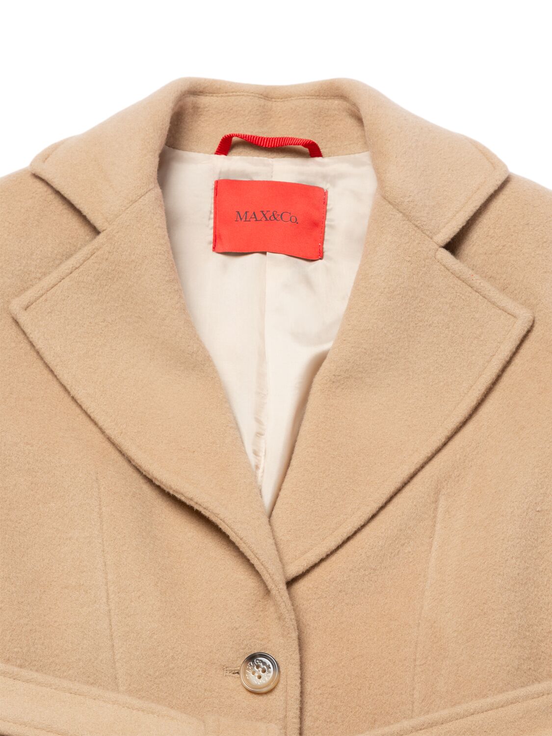 Shop Max & Co Belted Wool Coat In Beige